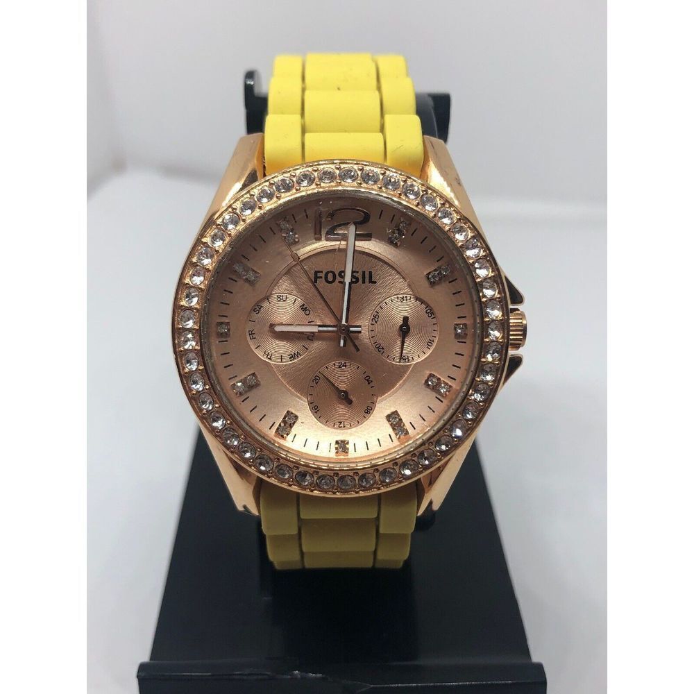 Fossil ES2811 Women's Silicone Analog Rose Gold Dial Quartz Genuine Watch RK358